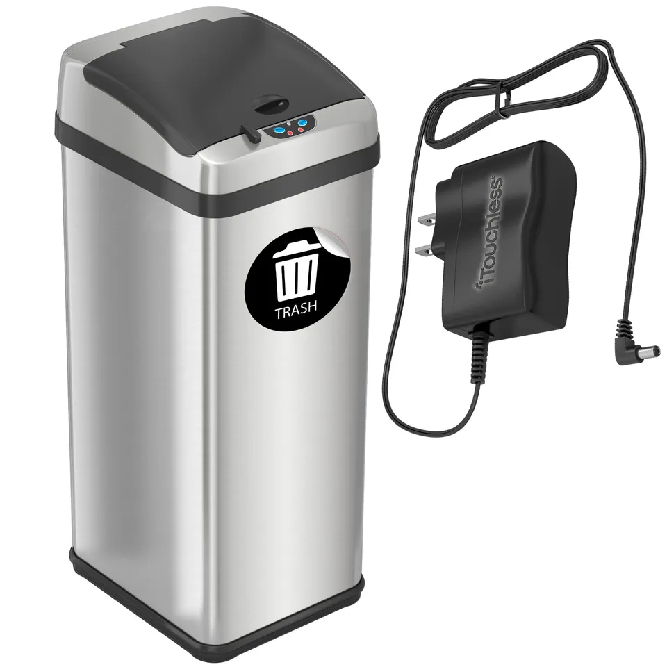 itouchless-13-gallon-automatic-touchless-sensor-kitchen-garbage-can-stainless-st image 1