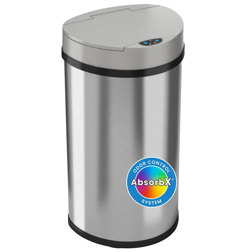 itouchless-13-gallon-semi-round-extra-wide-opening-sensor-touchless-trash-can-wi image 1