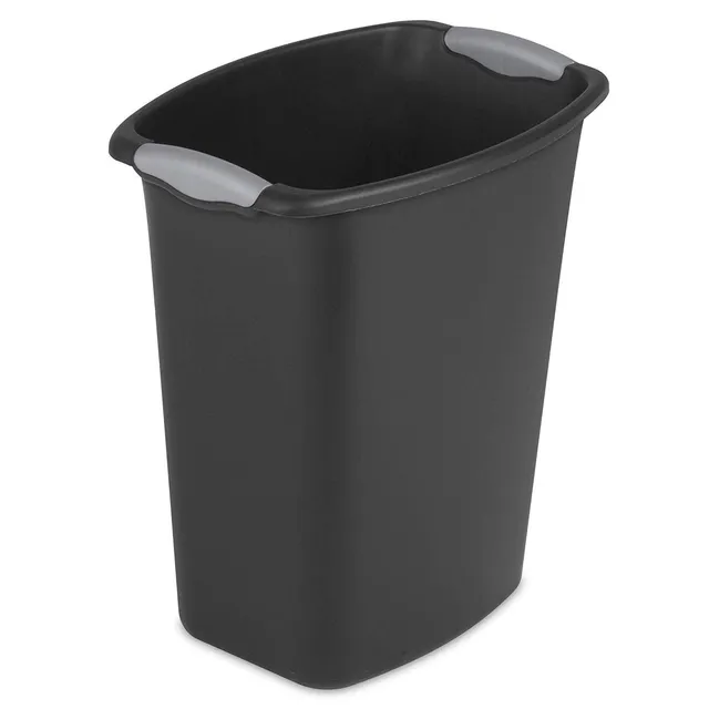 sterilite-3-gallon-open-plastic-wastebasket-trash-can-black-6-pack-model-1035900 image 1