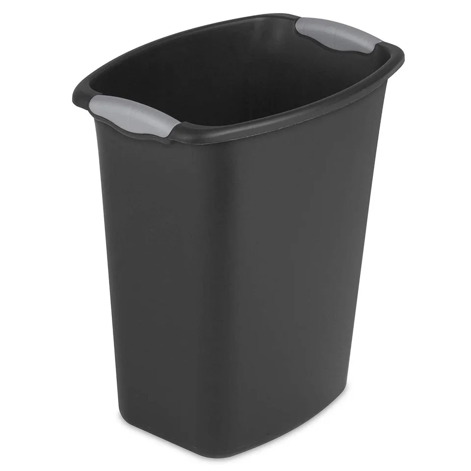 sterilite-3-gallon-open-plastic-wastebasket-trash-can-black-6-pack-model-1035900 image 1