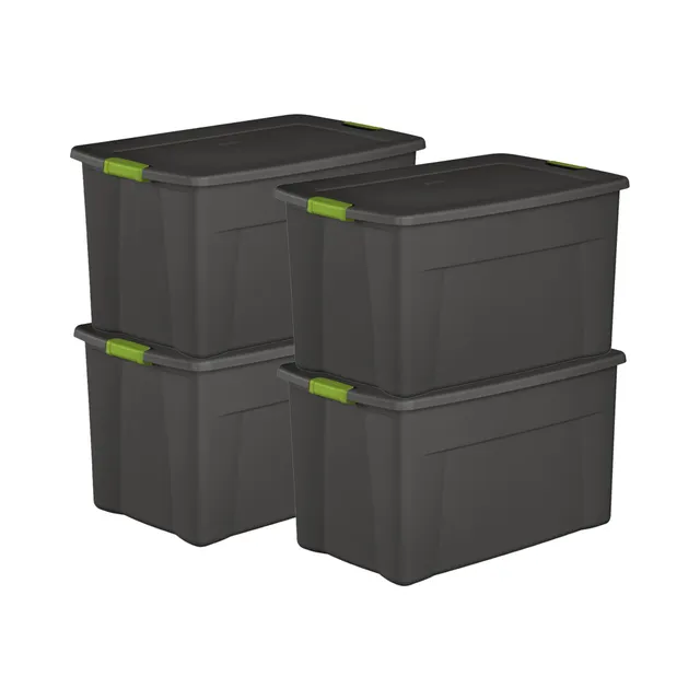 sterilite-4-pack-35-gallon-latching-storage-tote-bins-with-lids-gray image 1