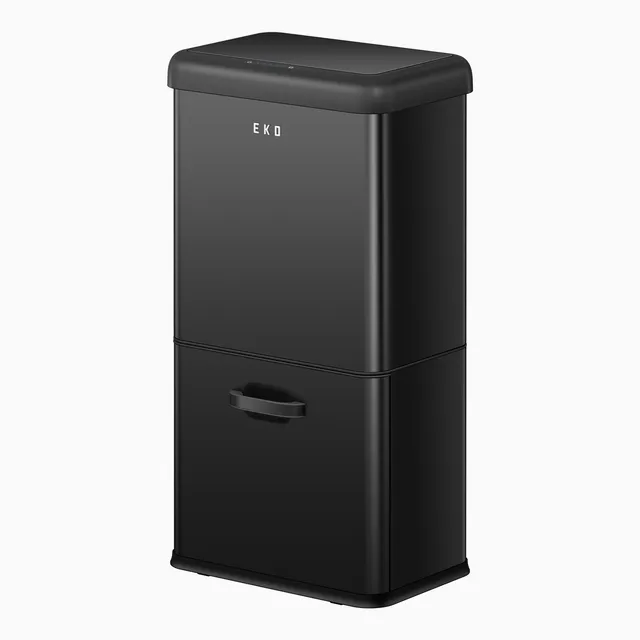 eko-vintage-dual-compartment-motion-sensor-trash-can-32l-18l-matte-black image 1