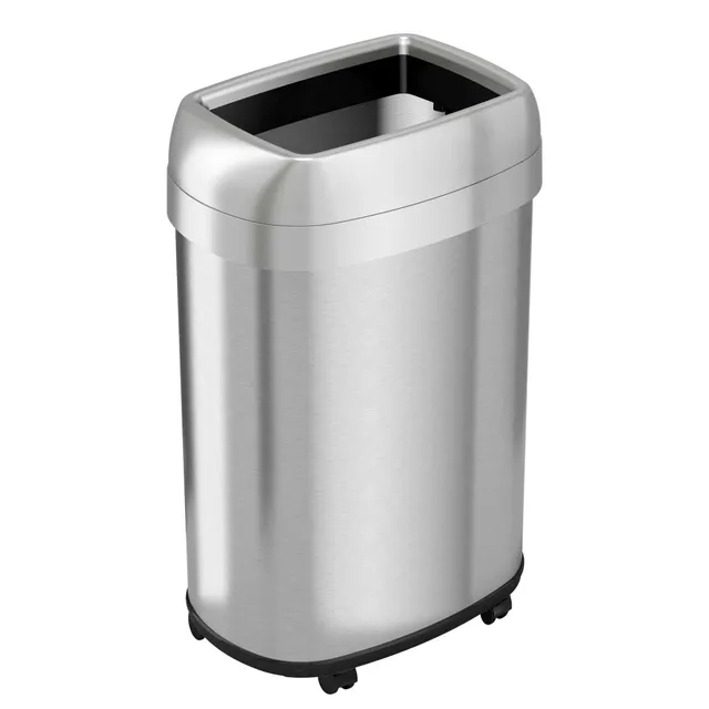 itouchless-13-gallon-50-liter-oval-open-top-stainless-steel-kitchen-trash-can-wi image 1