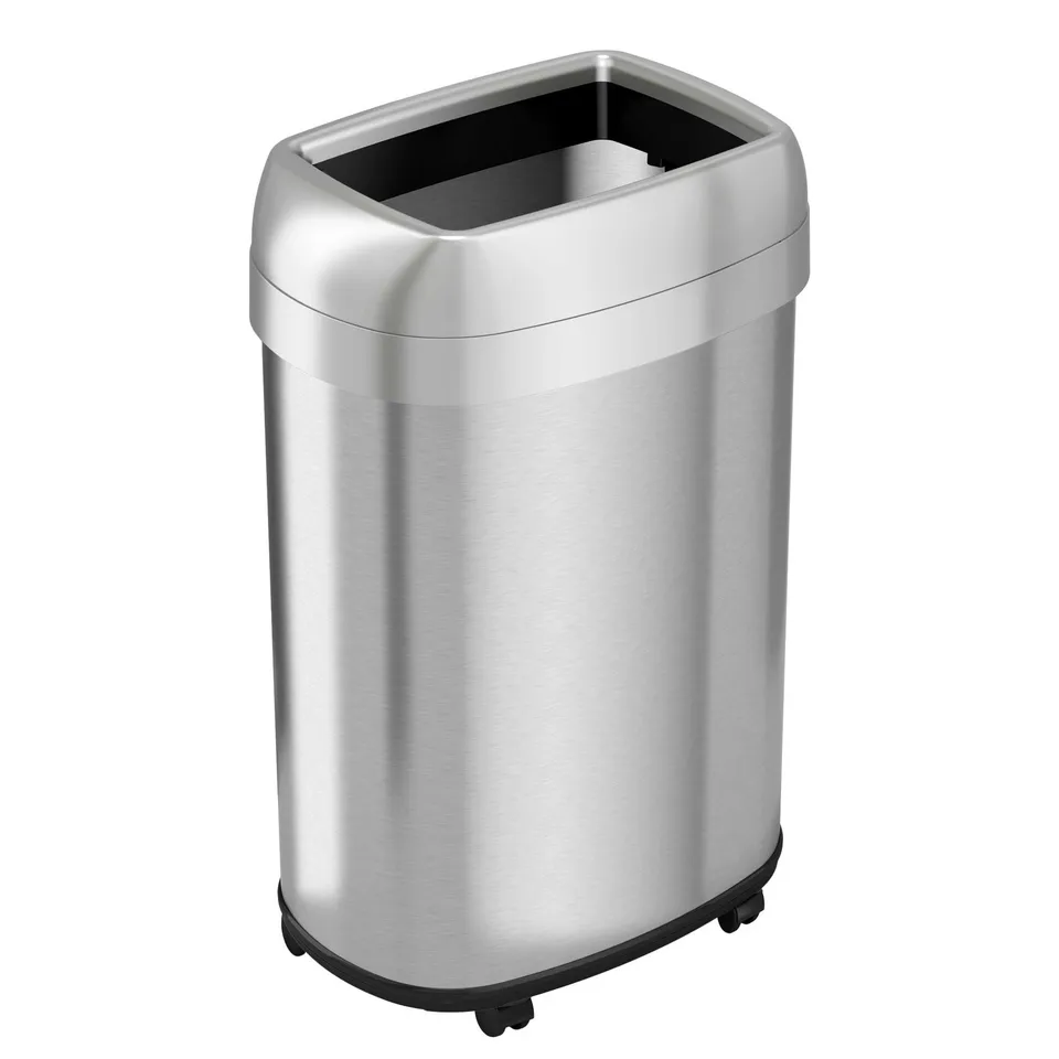 itouchless-13-gallon-50-liter-oval-open-top-stainless-steel-kitchen-trash-can-wi image 1