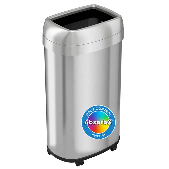 itouchless-16-gallon-open-top-kitchen-trash-can-recycling-bin-with-wheels-and-du image 1