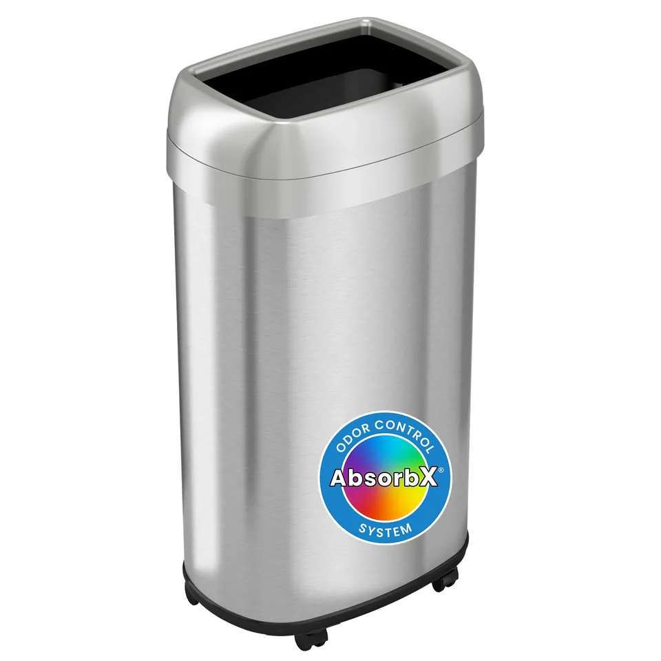 itouchless-16-gallon-open-top-kitchen-trash-can-recycling-bin-with-wheels-and-du image 1