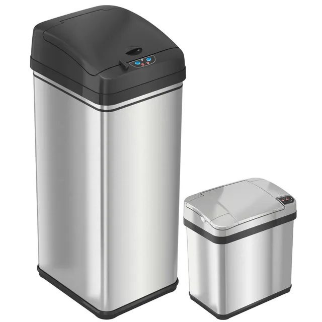 itouchless-50l-13-gal-10l-2-5-gal-combo-stainless-steel-sensor-kitchen-and-bathr image 1