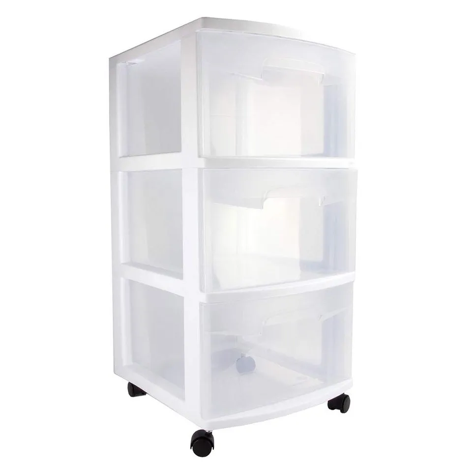 sterilite-home-3-drawer-wide-wheeled-plastic-storage-container-white-29308002 image 1