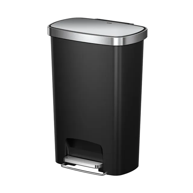 eko-hana-select-50l-13-gallon-plastic-resin-step-kitchen-trash-can-black image 1