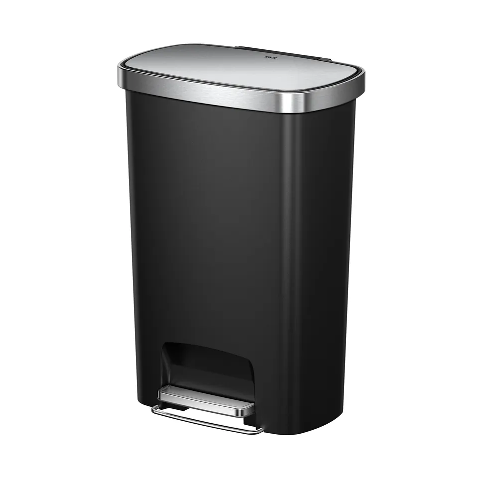 eko-hana-select-50l-13-gallon-plastic-resin-step-kitchen-trash-can-black image 1