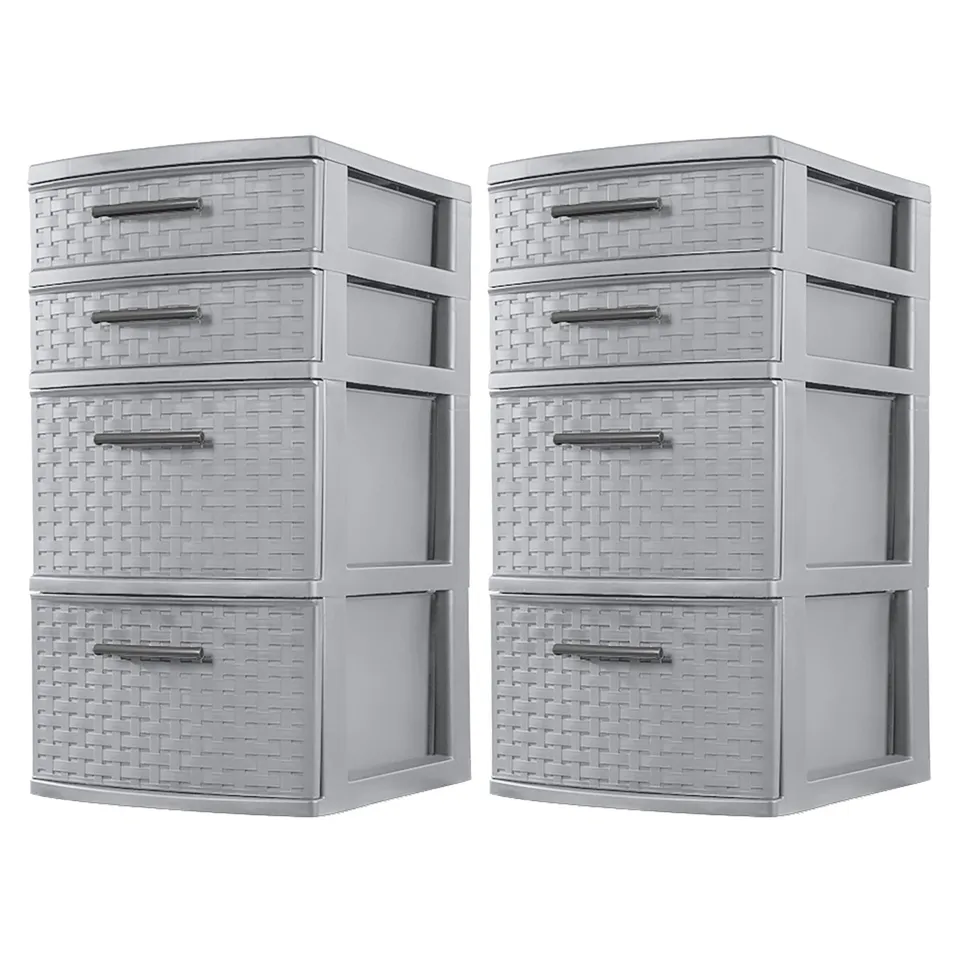 sterilite-4-drawer-organizer-storage-tower-with-medium-weave-drawer-fronts-and-e image 1