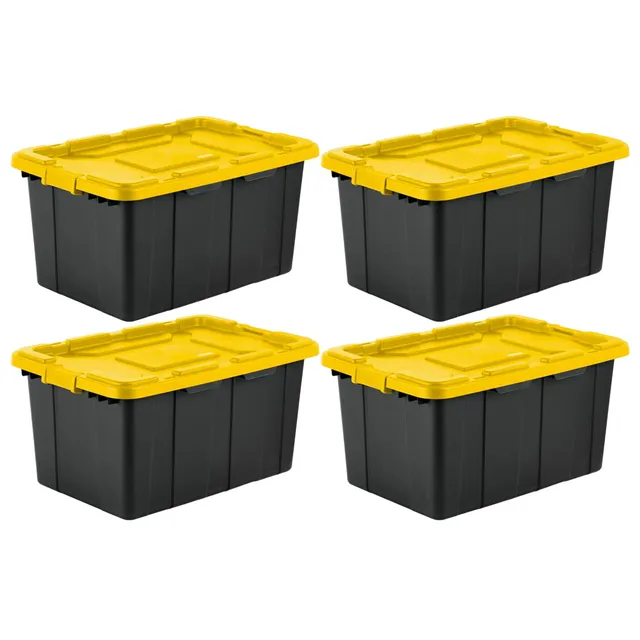 sterilite-27-gallon-industrial-heavy-duty-stackable-storage-tote-with-latching-l image 1