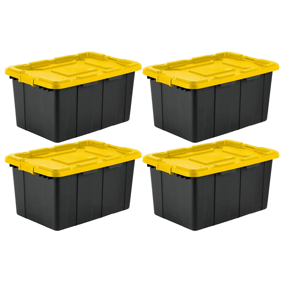 sterilite-27-gallon-industrial-heavy-duty-stackable-storage-tote-with-latching-l image 1