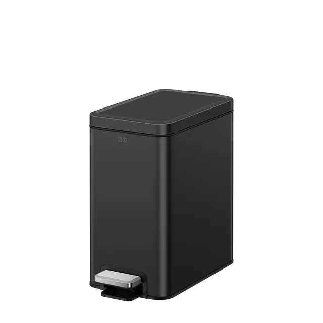 eko-stella-6l-1-6-gal-small-bathroom-step-trash-can-matte-black image 1