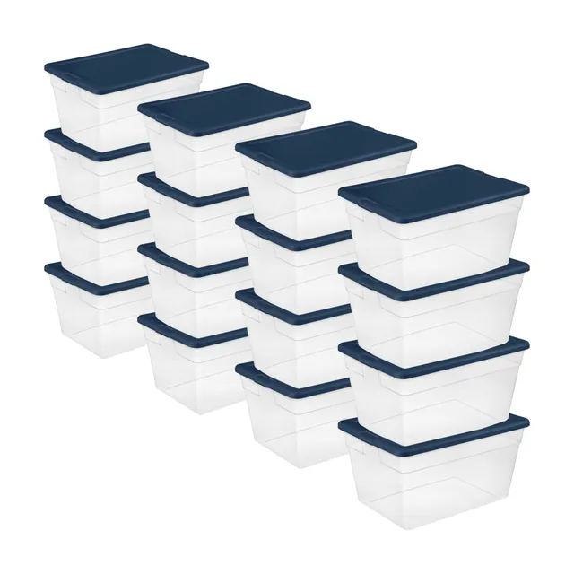 sterilite-56-quart-stackable-storage-box-with-lid-16-pack-marine-blue image 1