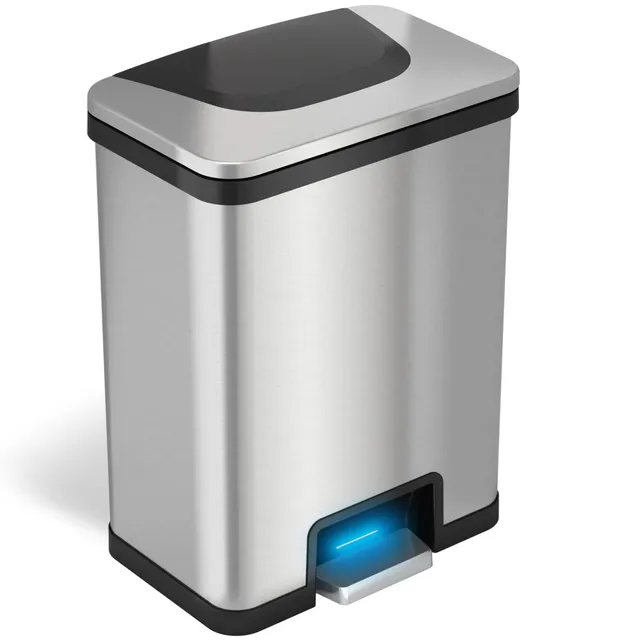itouchless-autostep-13-gallon-step-sensor-trash-can-with-odor-filter-stainless-s image 1