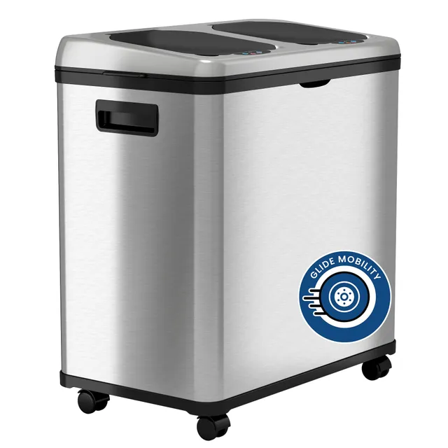 itouchless-16-gallon-touchless-sensor-kitchen-trash-can-and-recycle-bin-with-whe image 1