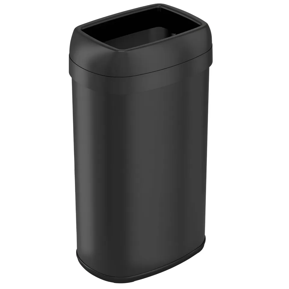 itouchless-61l-16-gallon-oval-open-top-matte-black-stainless-steel-trash-can-wit image 1