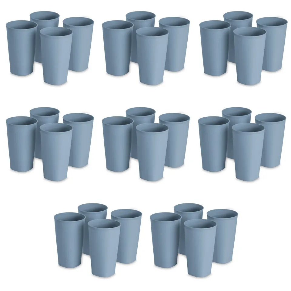 sterilite-20-oz-tumbler-cups-reusable-plastic-cups-for-water-or-juice-blue-8-pac image 1