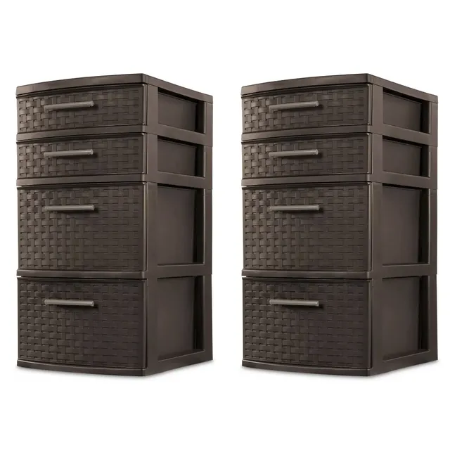sterilite-4-drawer-organizer-storage-tower-with-medium-weave-drawer-fronts-and-e-2 image 1