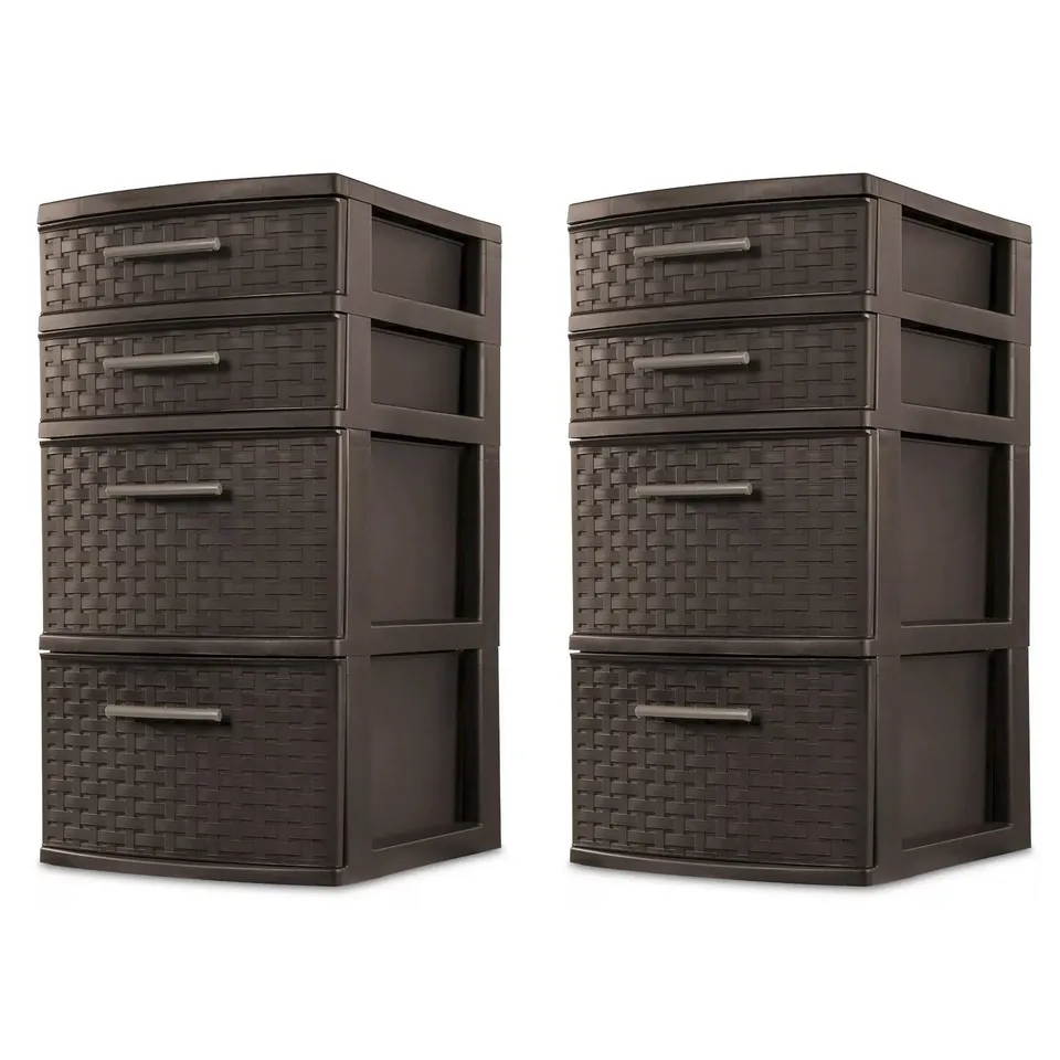 sterilite-4-drawer-organizer-storage-tower-with-medium-weave-drawer-fronts-and-e-2 image 1