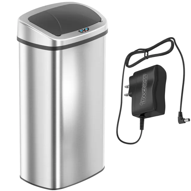 itouchless-91-liter-24-gallon-oval-stainless-steel-sensor-kitchen-trash-can-with image 1