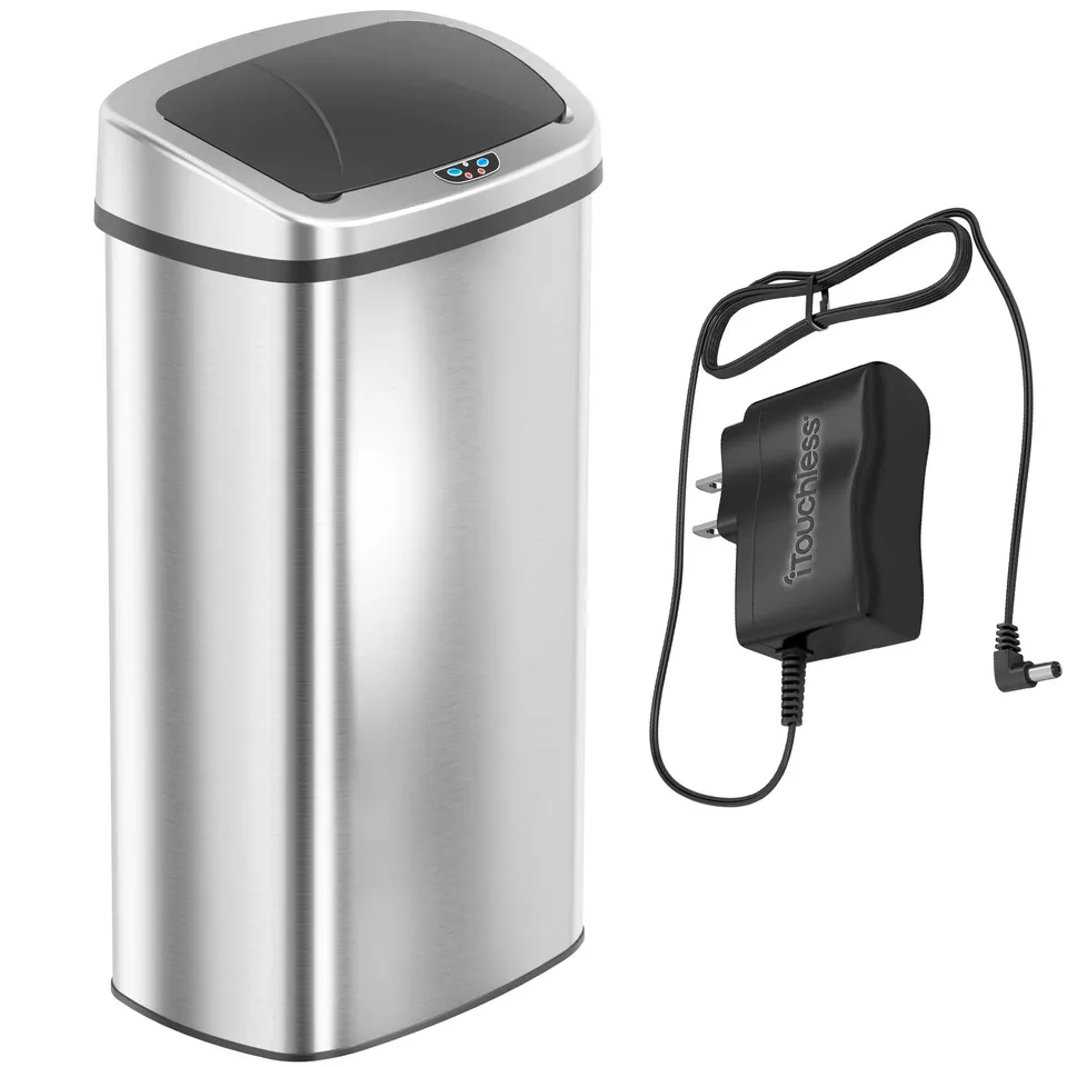 itouchless-91-liter-24-gallon-oval-stainless-steel-sensor-kitchen-trash-can-with image 1