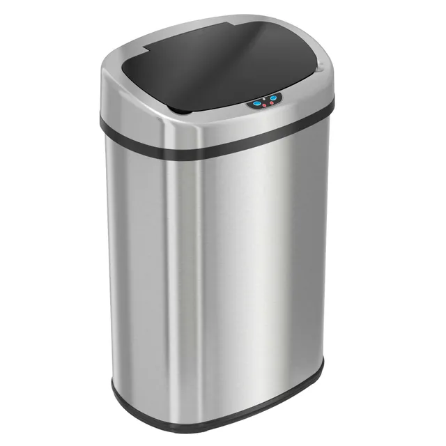 itouchless-13-gallon-oval-stainless-steel-sensor-kitchen-trash-can-with-absorbx- image 1