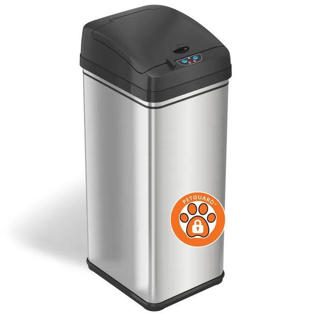 itouchless-13-gallon-dog-proof-trash-can-with-odor-filter-stainless-steel-motion image 1