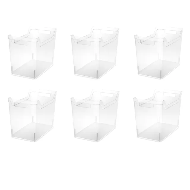 sterilite-medium-shelf-bin-with-handles-clear-plastic-storage-container-6-pack image 1
