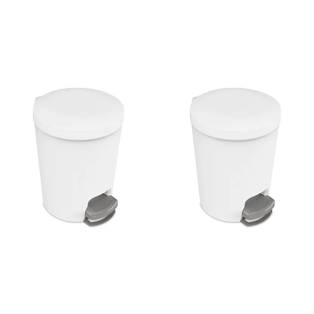 sterilite-1-6-gallon-stepon-wastebasket-with-lid-2-pack-white image 1