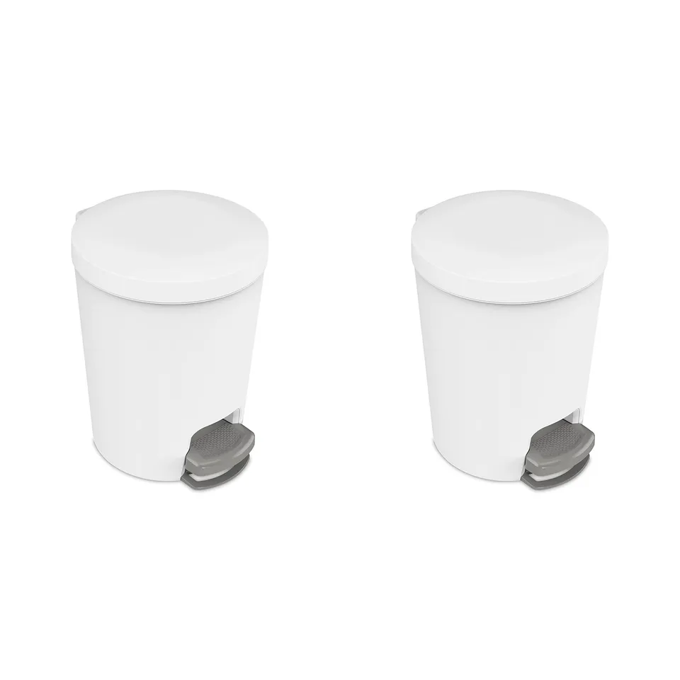 sterilite-1-6-gallon-stepon-wastebasket-with-lid-2-pack-white image 1