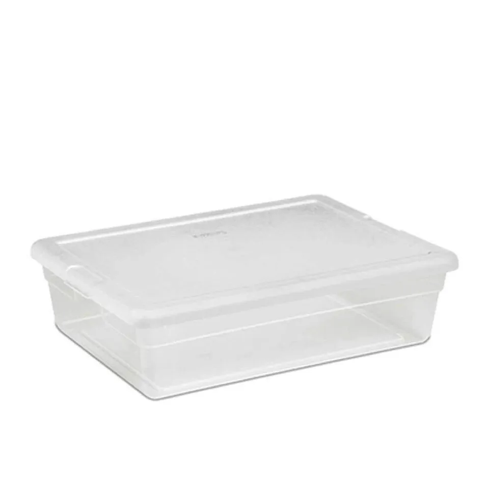 sterilite-28-quart-clear-bin-storage-box-tote-container-with-white-lid-60-pack image 1