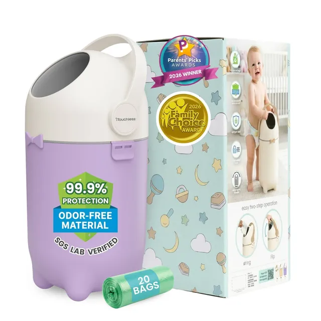 itouchless-odorless-diaper-pail-pastel-orchid-4-gallon-odor-sealing-diaper-dispo image 1