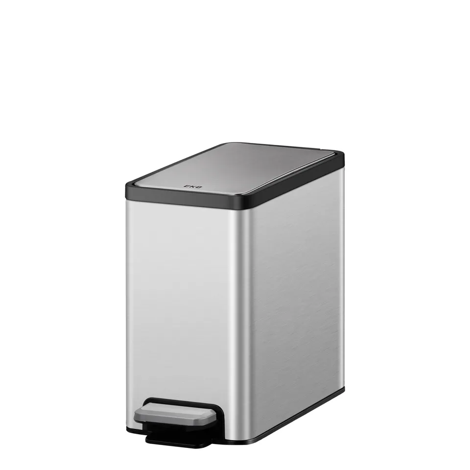 eko-ecocasa-ii-slim-step-can-with-liner-6l-1-6-gal-matte-stainless-steel image 1