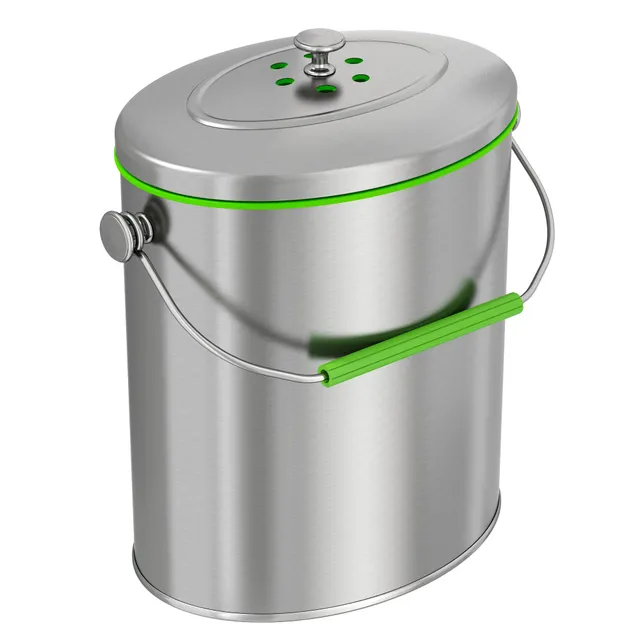 itouchless-6-1-liter-1-6-gallon-titanium-stainless-steel-kitchen-compost-bin-wit image 1