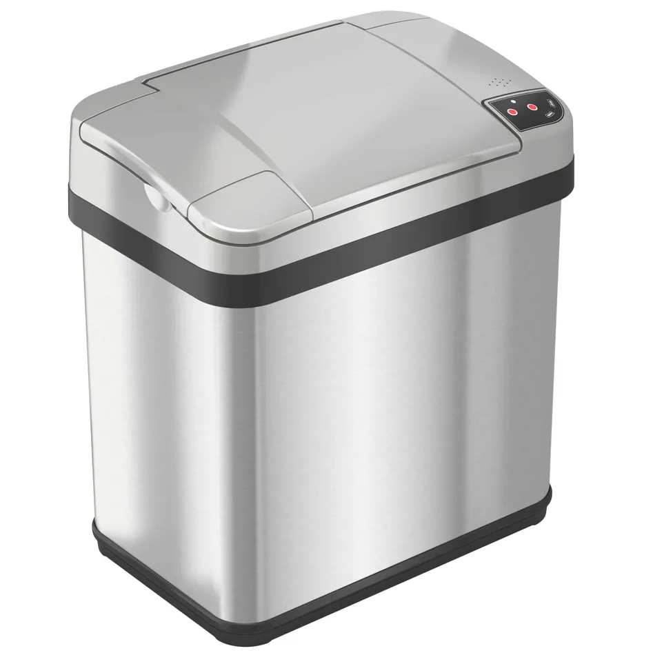 itouchless-2-5-gallon-10-liter-stainless-steel-sensor-bathroom-trash-can-with-ab image 1