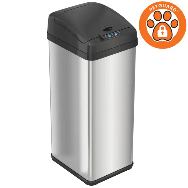 itouchless-13-gallon-stainless-steel-extra-wide-dog-proof-sensor-kitchen-trash-c image 1