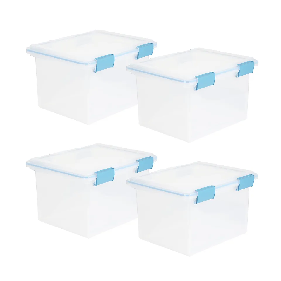 sterilite-32-quart-clear-stackable-storage-container-with-latching-lid-4-pack image 1