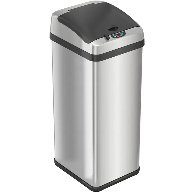 itouchless-50l-13-gal-platinum-edition-stainless-steel-sensor-kitchen-trash-can- image 1