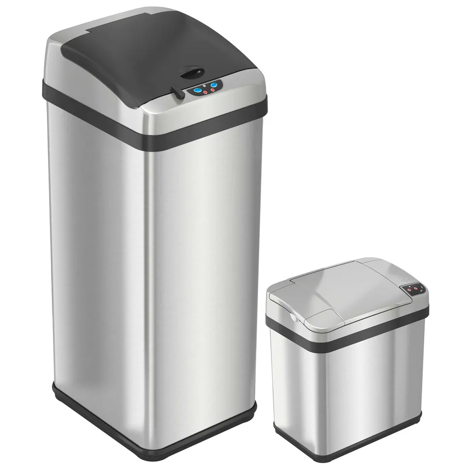 itouchless-platinum-edition-13-gal-and-2-5-gal-sensor-trash-can-combo-pack-stain image 1