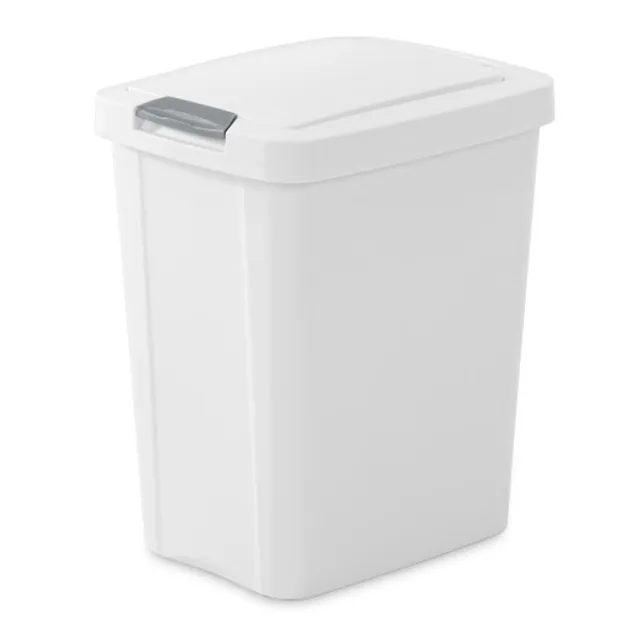 sterilite-7-5-gallon-touchtop-wastebasket-with-touch-open-lid-white-8-pack image 1