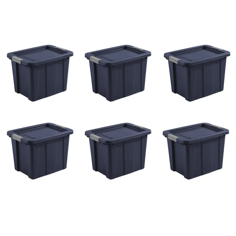 sterilite-18-gal-latching-tuff1-storage-tote-stackable-blue-6-pack image 1