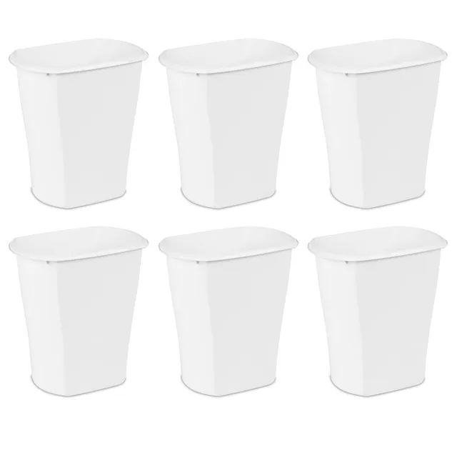 sterilite-3-gallon-rectangular-wastebasket-white-6-pack image 1