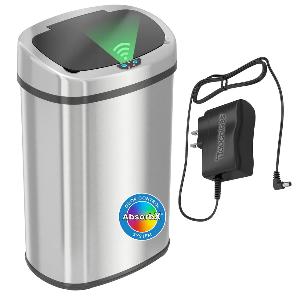 itouchless-sensorcan-50-liter-13-gallon-motion-sensor-trash-can-stainless-steel- image 1