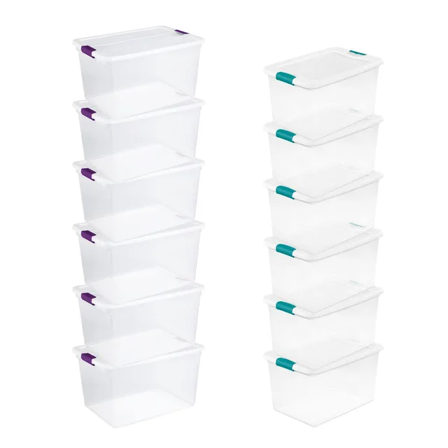 sterilite-clear-plastic-storage-totes-with-lids-6-pack-64-quart-and-6-pack-66-qu image 1