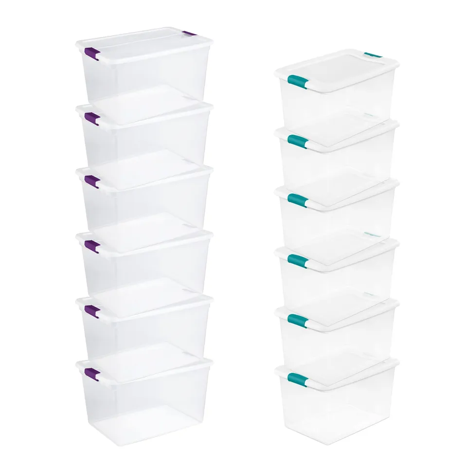 sterilite-clear-plastic-storage-totes-with-lids-6-pack-64-quart-and-6-pack-66-qu image 1