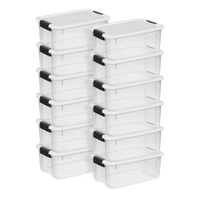 sterilite-12-pack-ultra-latching-box-clear-plastic-storage-bins-with-lids-18-qua image 1