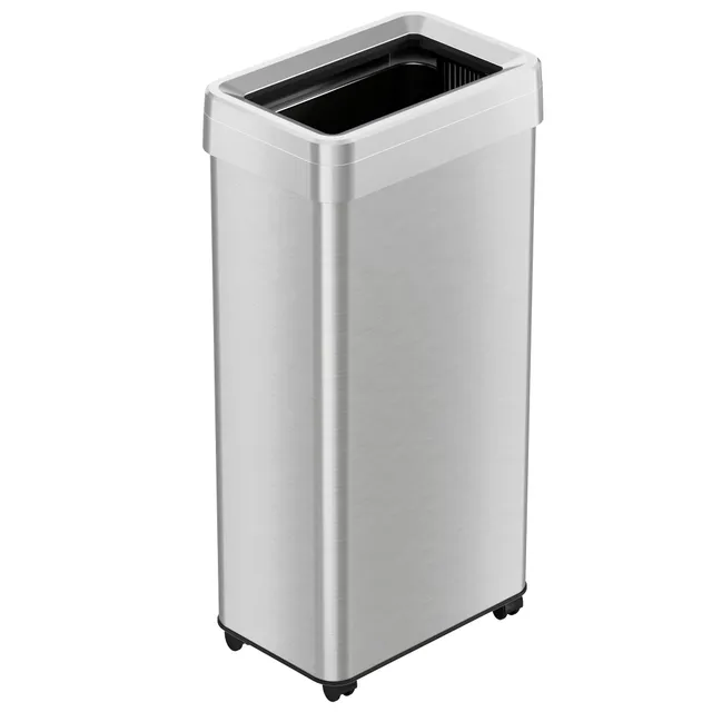 itouchless-80-liter-21-gallon-rectangular-open-top-stainless-steel-trash-can-wit image 1