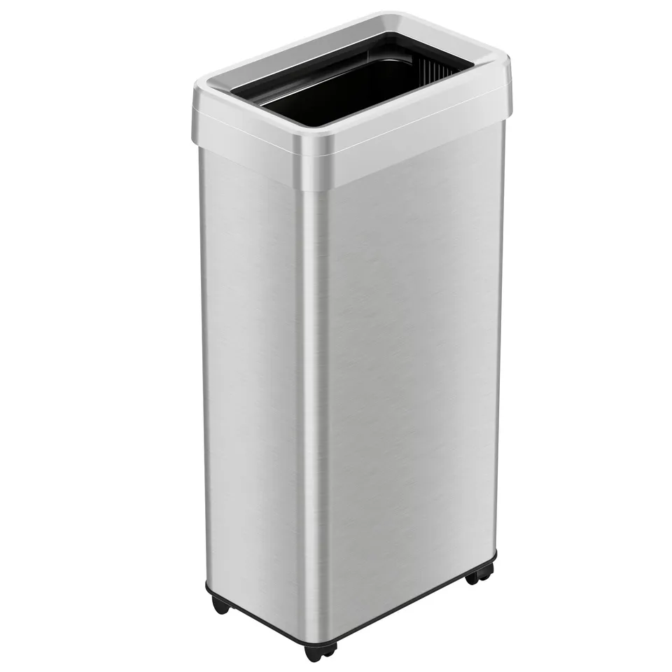 itouchless-80-liter-21-gallon-rectangular-open-top-stainless-steel-trash-can-wit image 1